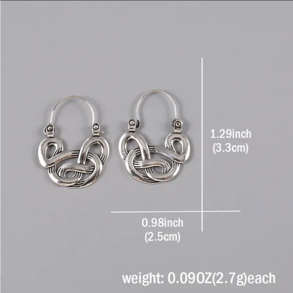 Silver Boho Geometric Irregular Dangle Earrings - Picture 6 of 6